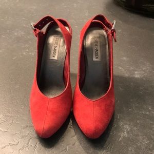 Steve Madden Red Suede Sling Back Heels